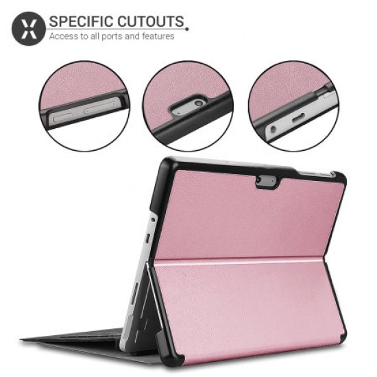 Olixar Leather-style Microsoft Surface Go 1 Folio Stand Case Rose Gold