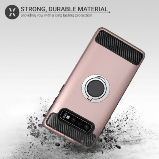 Olixar ArmaRing Samsung Galaxy S10 Finger Loop Tough Case - Rose Gold