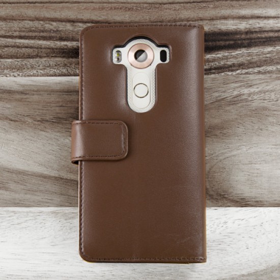 Olixar Genuine Leather LG V10 Wallet Case - Brown