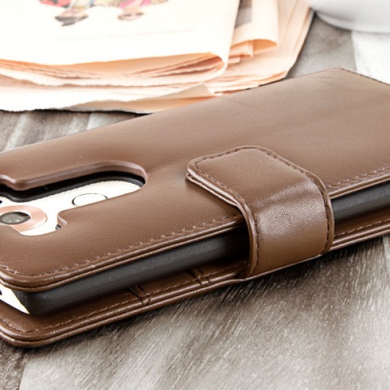 Olixar Genuine Leather LG V10 Wallet Case - Brown