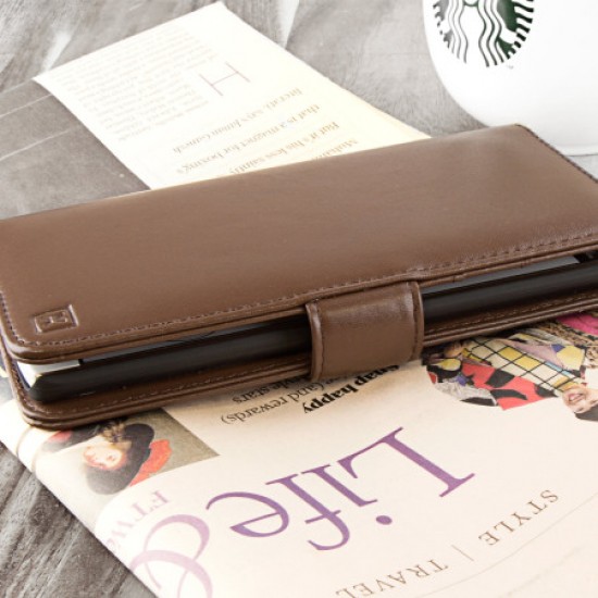 Olixar Genuine Leather LG V10 Wallet Case - Brown