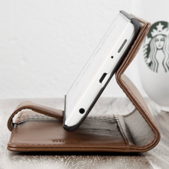 Olixar Genuine Leather LG V10 Wallet Case - Brown