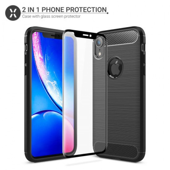 Olixar Sentinel iPhone XR Case and Glass Screen Protector - Black
