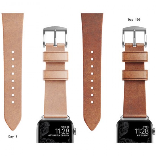 Nomad Apple Watch 40mm / 38mm Modern Natural Leather Strap - Silver Nomad Apple Watch 40mm / 38mm Modern Natural Leather Strap - Silver