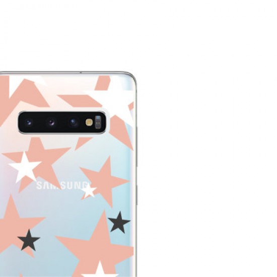 LoveCases Samsung S10 Plus Pink Star Clear Phone Case LoveCases Samsung S10 Plus Pink Star Clear Phone Case