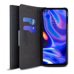 Olixar Leather-Style Motorola Moto G 5G Plus Wallet Stand Case - Black