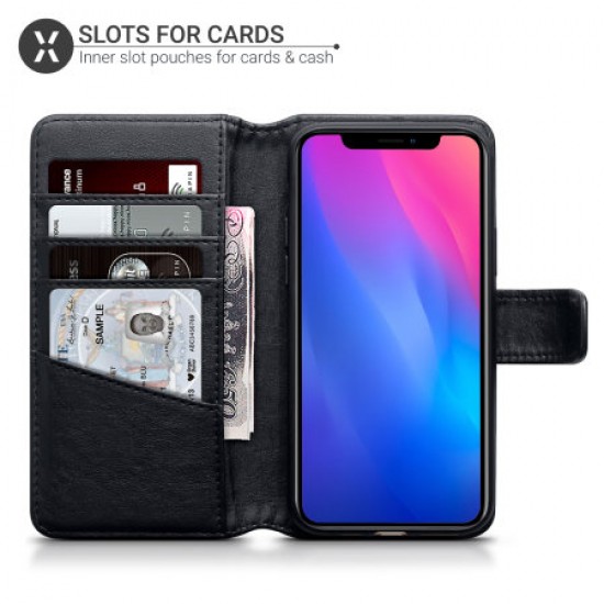 Olixar Genuine Leather iPhone 11 Pro Max Wallet Case - Black