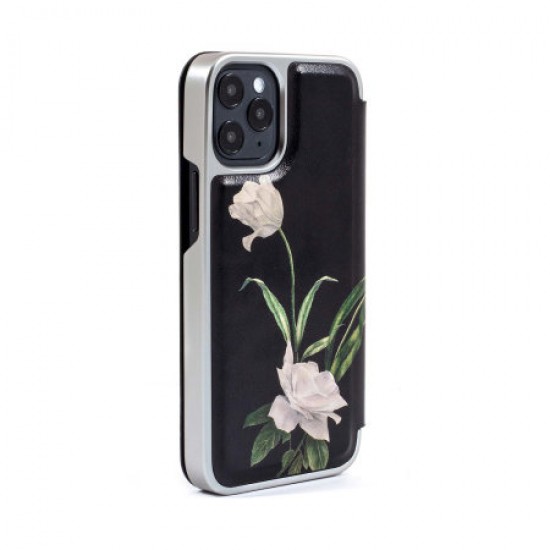 Ted Baker Elderflower iPhone 12 Pro Anti-Shock Folio Case-Black/Silver Ted Baker Elderflower iPhone 12 Pro Anti-Shock Folio Case-Black/Silver