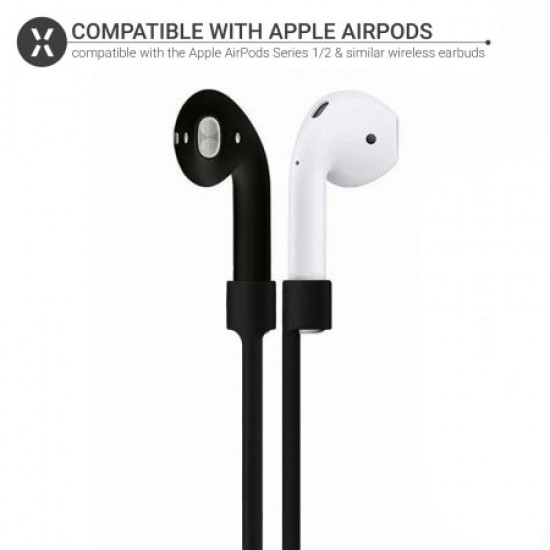 Olixar Soft Silicone Anti-Loss AirPods EarPhone Strap - Black Olixar Soft Silicone Anti-Loss AirPods EarPhone Strap - Black