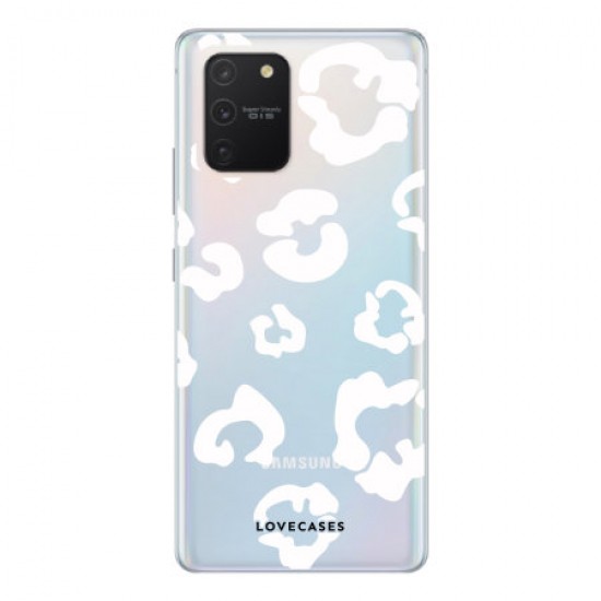 LoveCases Samsung Galaxy S10 Lite White Leopard Clear Phone Case LoveCases Samsung Galaxy S10 Lite White Leopard Clear Phone Case