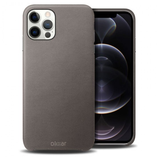 Olixar Genuine Leather iPhone 12 Pro Case - Grey