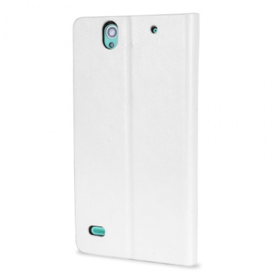 Olixar Leather-Style Sony Xperia C4 Wallet Stand Case - White