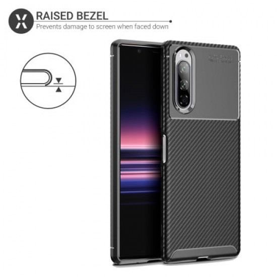 Olixar Sony Xperia 5 Carbon Fibre Case - Black