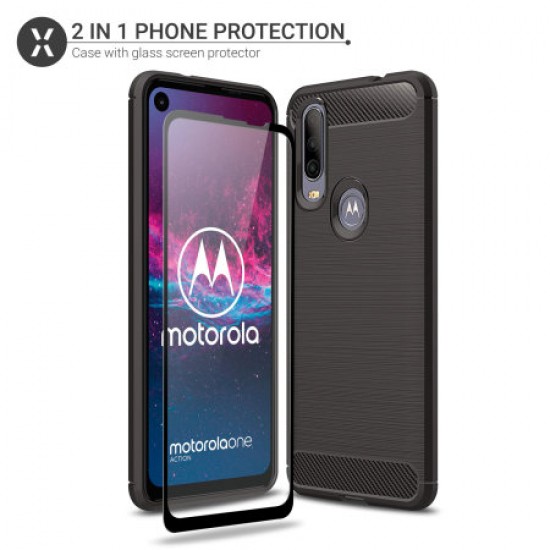 Olixar Sentinel Motorola One Action Case & Screen Protector - Black