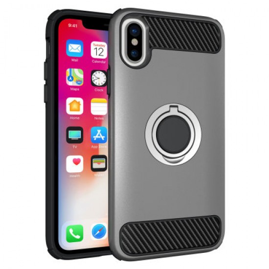 Olixar ArmaRing iPhone X Finger Loop Tough Case - Silver