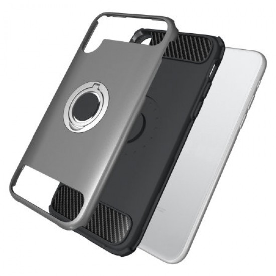 Olixar ArmaRing iPhone X Finger Loop Tough Case - Silver