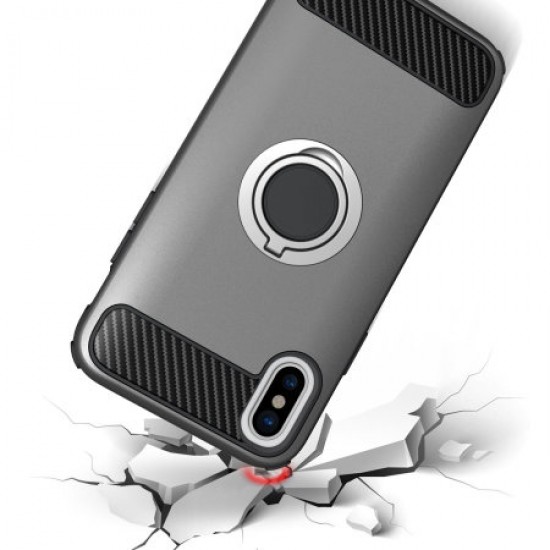 Olixar ArmaRing iPhone X Finger Loop Tough Case - Silver