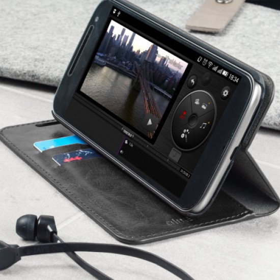 Olixar Leather-Style Moto G4 Wallet Stand Case - Black