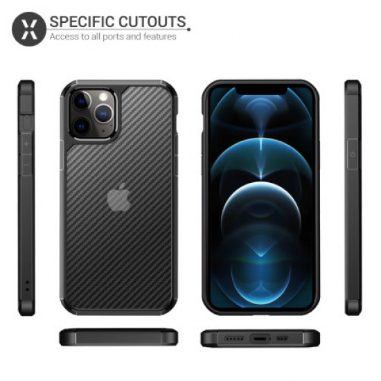 Olixar ExoShield Carbon iPhone 12 Pro Bumper Case - Black