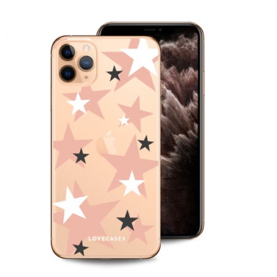 LoveCases iPhone 11 Pro Max Pink Star Clear Phone Case LoveCases iPhone 11 Pro Max Pink Star Clear Phone Case