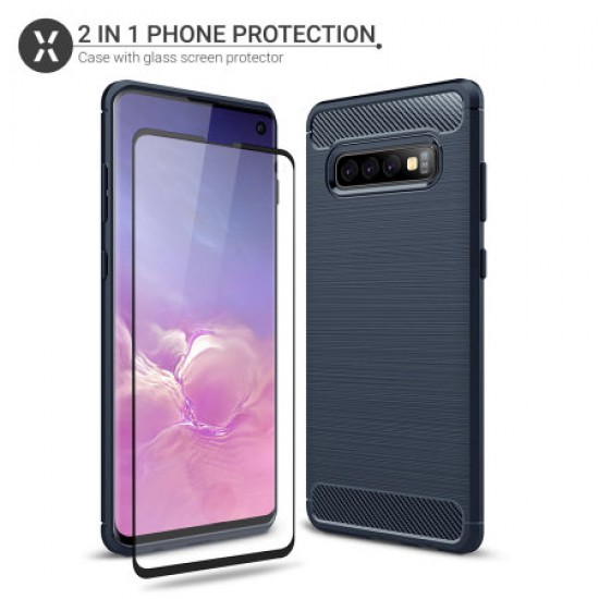 Olixar Sentinel Samsung S10 Case And Glass Screen Protector-Blue