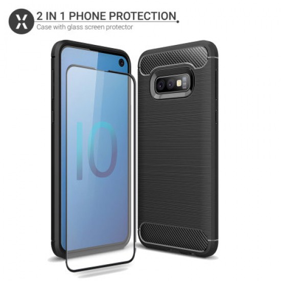 Olixar Sentinel Samsung S10e Case & Glass Screen Protector - Black