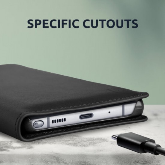 Olixar Genuine Leather OnePlus 9 Pro Wallet Stand Case - Black