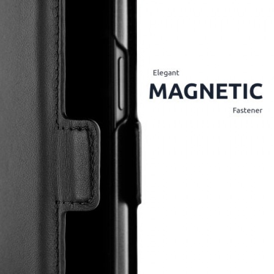 Olixar Genuine Leather OnePlus 9 Pro Wallet Stand Case - Black