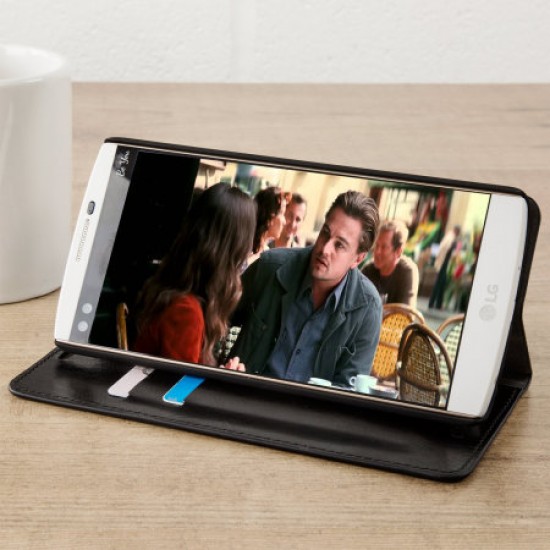 Olixar Leather-Style LG V10 Wallet Stand Case - Black