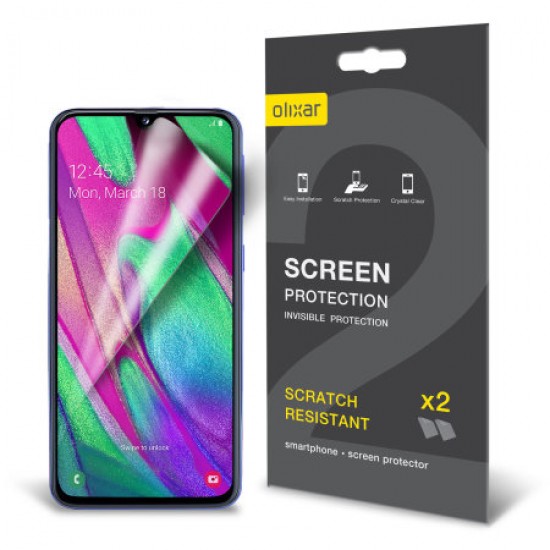 Olixar Samsung Galaxy A40 Film Screen Protector 2-in-1 Pack