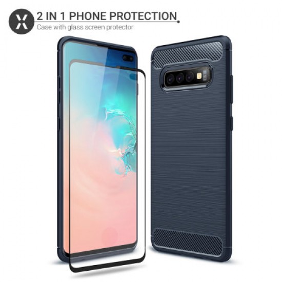 Olixar Sentinel Samsung S10 Plus Case & Glass Screen Protector - Blue