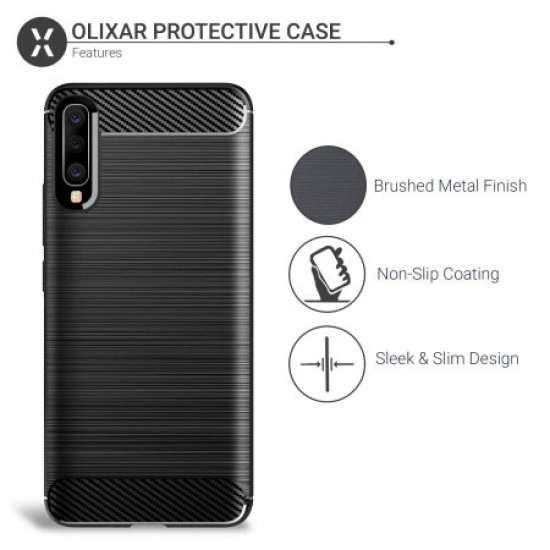 Olixar Samsung Galaxy A50 Carbon Fibre Protective Case - Black