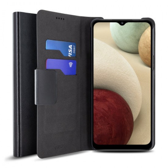 Olixar Leather-Style Samsung Galaxy A12 Wallet Stand Case - Black