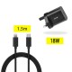 Olixar 18W Fast Mains Charger & USB to Lightning 1.5m Cable - Black