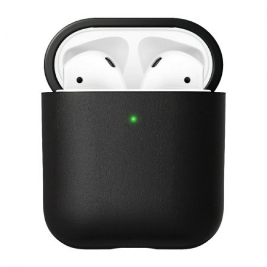 Nomad Airpods 1 / 2 Genuine Leather Case With LED Indicator - Black