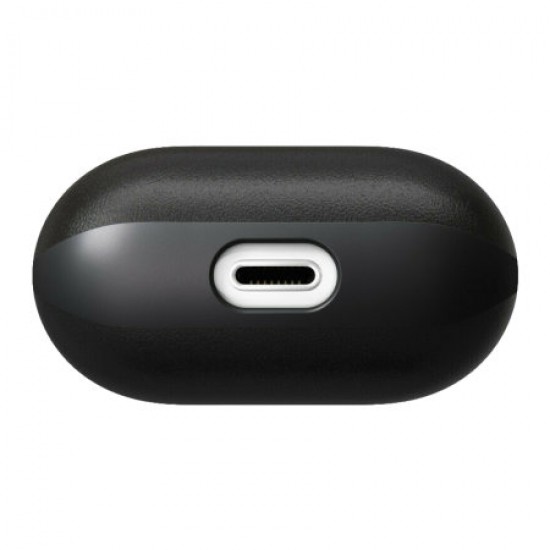 Nomad Airpods 1 / 2 Genuine Leather Case With LED Indicator - Black