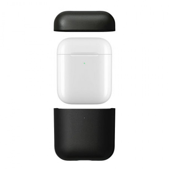 Nomad Airpods 1 / 2 Genuine Leather Case With LED Indicator - Black