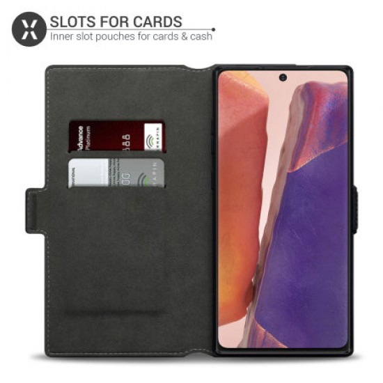 Olixar Genuine Leather Samsung Galaxy Note 20 Wallet Case - Black