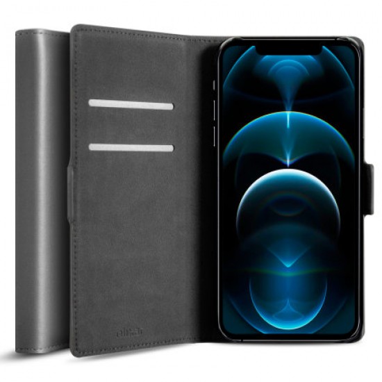 Olixar Genuine Leather iPhone 12 Pro Max Wallet Case - Grey