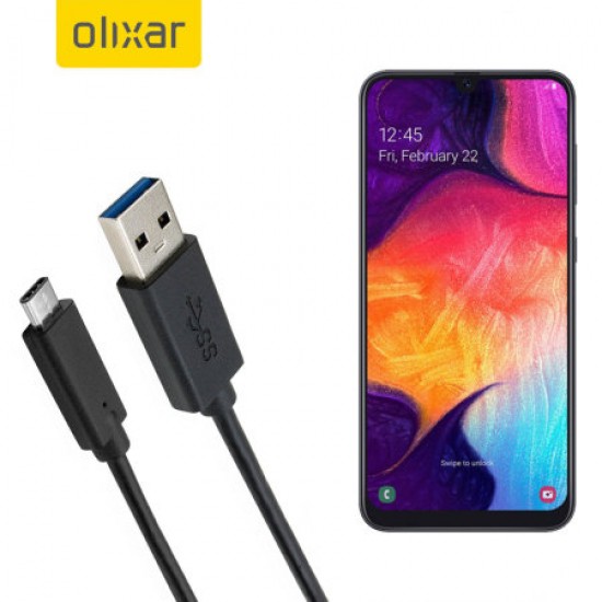 Olixar USB-C Samsung Galaxy A50 Charging Cable - Black 1m