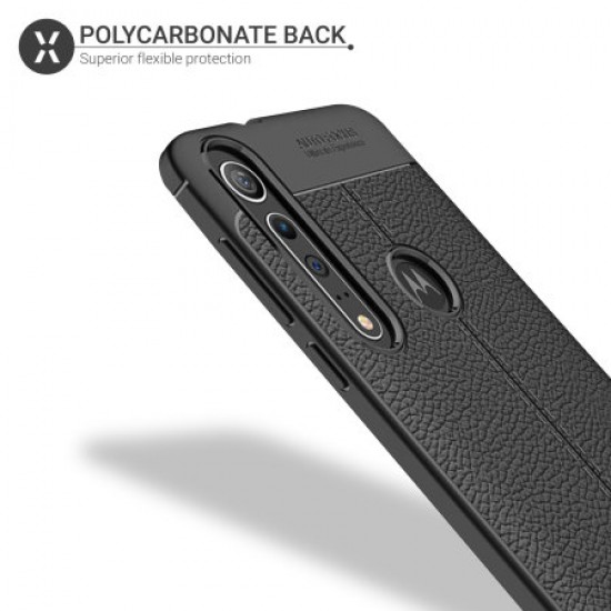 Olixar Attache Motorola One Macro Leather-Style Case - Black