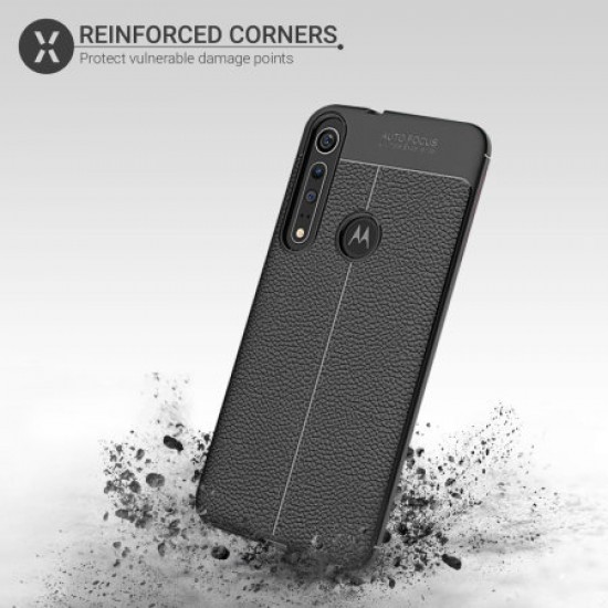 Olixar Attache Motorola One Macro Leather-Style Case - Black