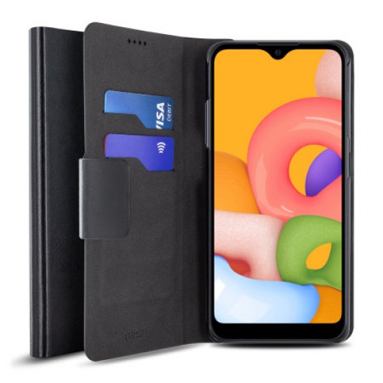 Olixar Leather-Style Samsung Galaxy A01 Wallet Stand Case - Black