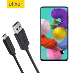 Olixar USB-C Samsung Galaxy A51 Charging Cable - Black 1m