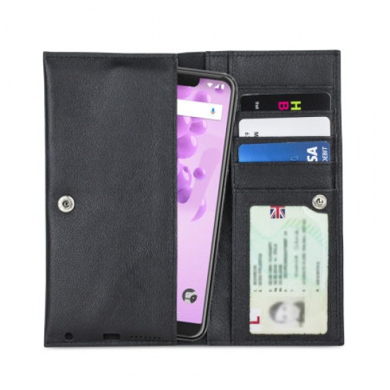 Olixar Primo Genuine Leather Wiko View 2 Go Pouch Wallet Case - Black