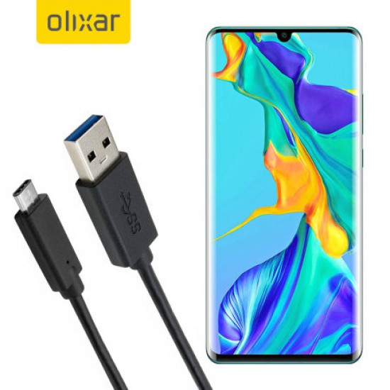 Olixar USB-C Huawei P30 Pro Charging Cable - Black 1m