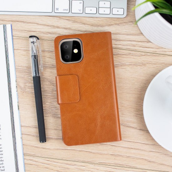 Olixar Leather-Style iPhone 11 Wallet Stand Case - Brown