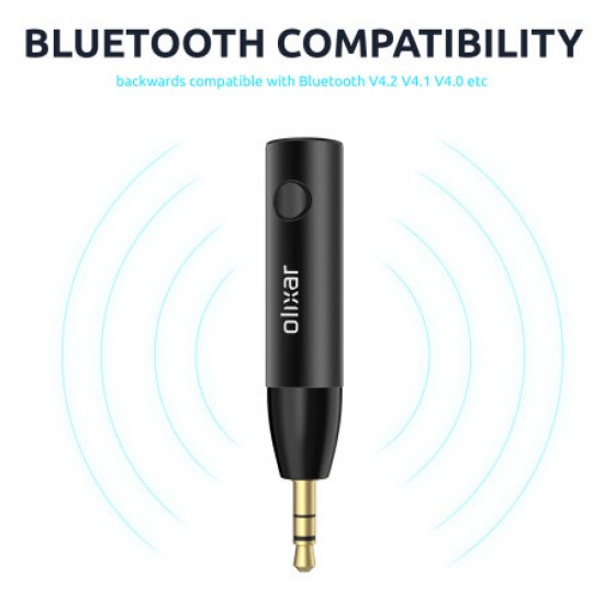 Olixar Wireless 3.5mm AUX-in Audio Receiver W/ Microphone - Black Olixar Wireless 3.5mm AUX-in Audio Receiver W/ Microphone - Black