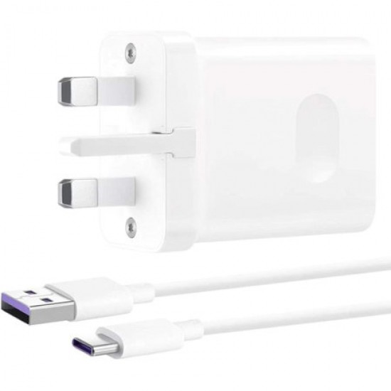 Official Huawei SuperCharge 40W USB-C UK Mains Charger & Cable - White