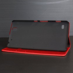 Olixar Leather-Style Sony Xperia C4 Wallet Stand Case - Red